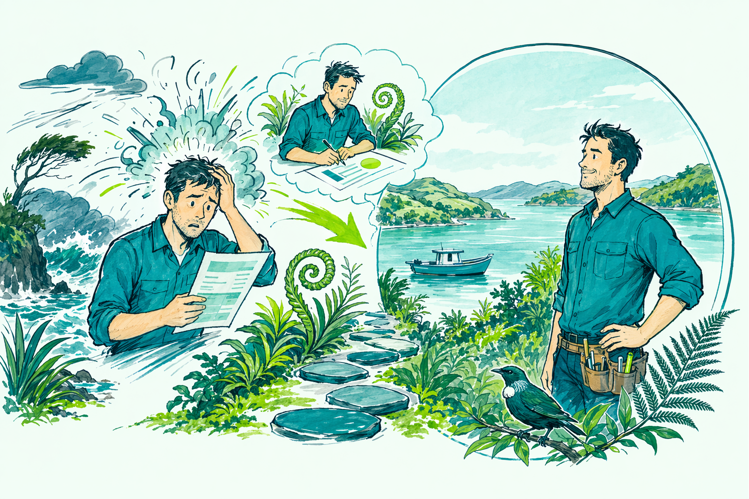 Hand-drawn illustration: The situation (anonymised) — How a contractor defused a provisional-tax surprise