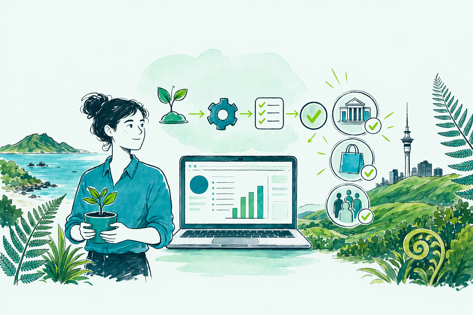 Hand-drawn illustration: The situation (anonymised) — A new company on Xero, from scratch