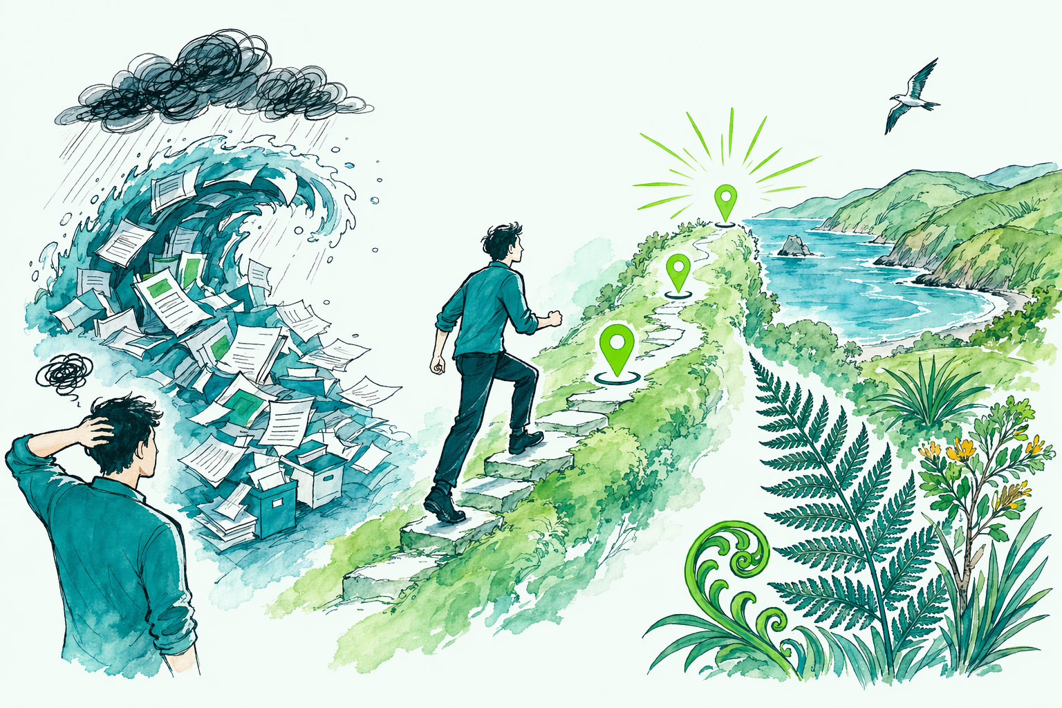 Hand-drawn illustration: Quick answer — Catch-up tax returns in NZ