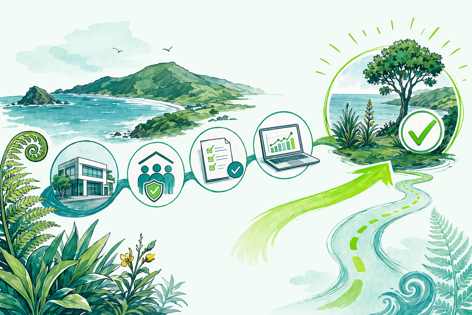 Hand-drawn illustration: Book a free review — Company & trust accounts (IR4) + Xero