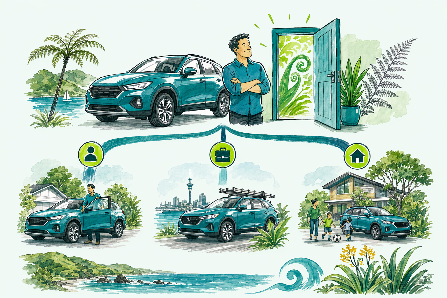 Hand-drawn illustration: Quick answer — Company vehicle tax in NZ
