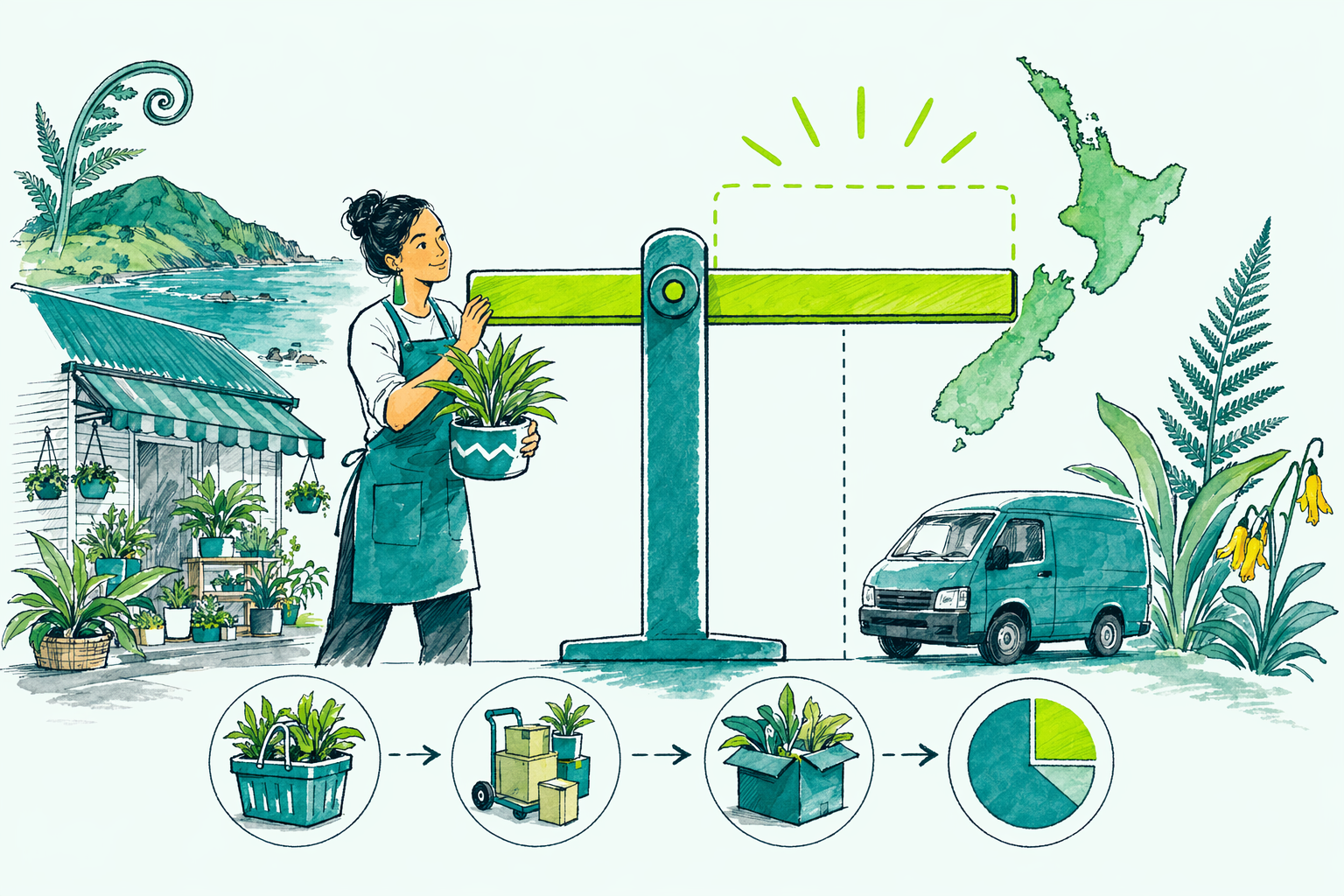 Hand-drawn illustration: The $60,000 turnover rule — The GST registration threshold