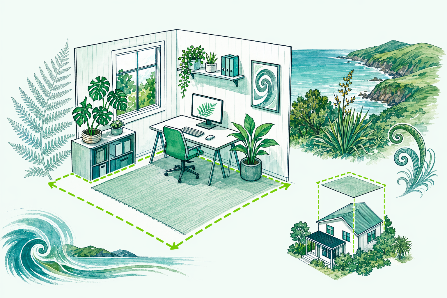 Hand-drawn illustration: Quick answer — Square-metre rate for home office