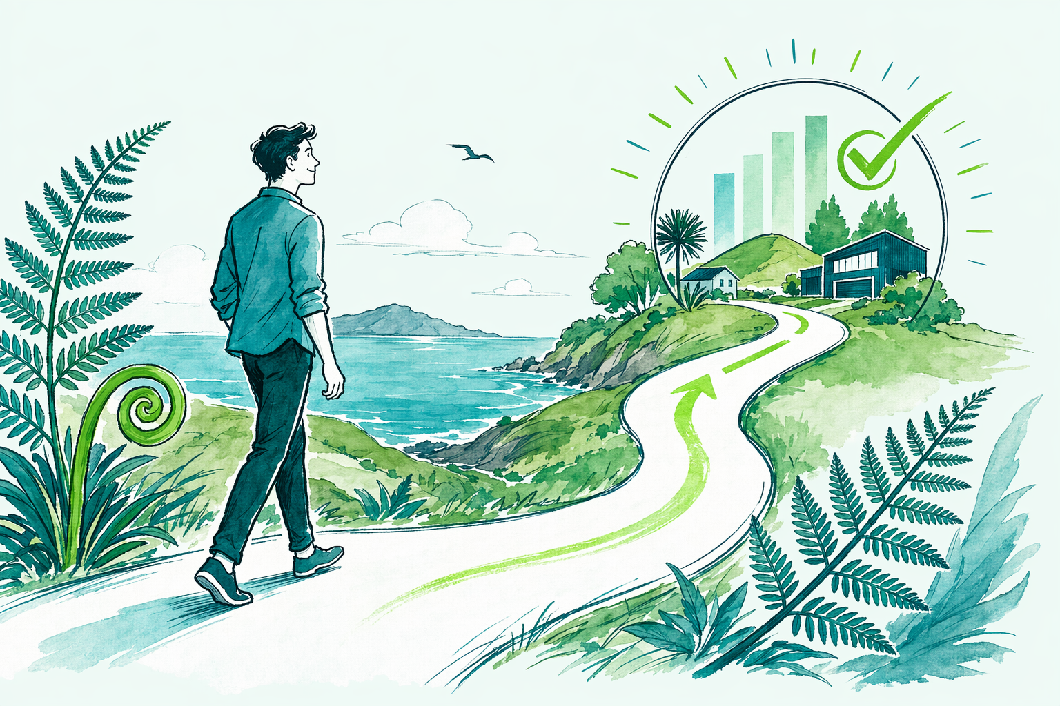 Hand-drawn illustration of how a Fernway tax review works, step by step