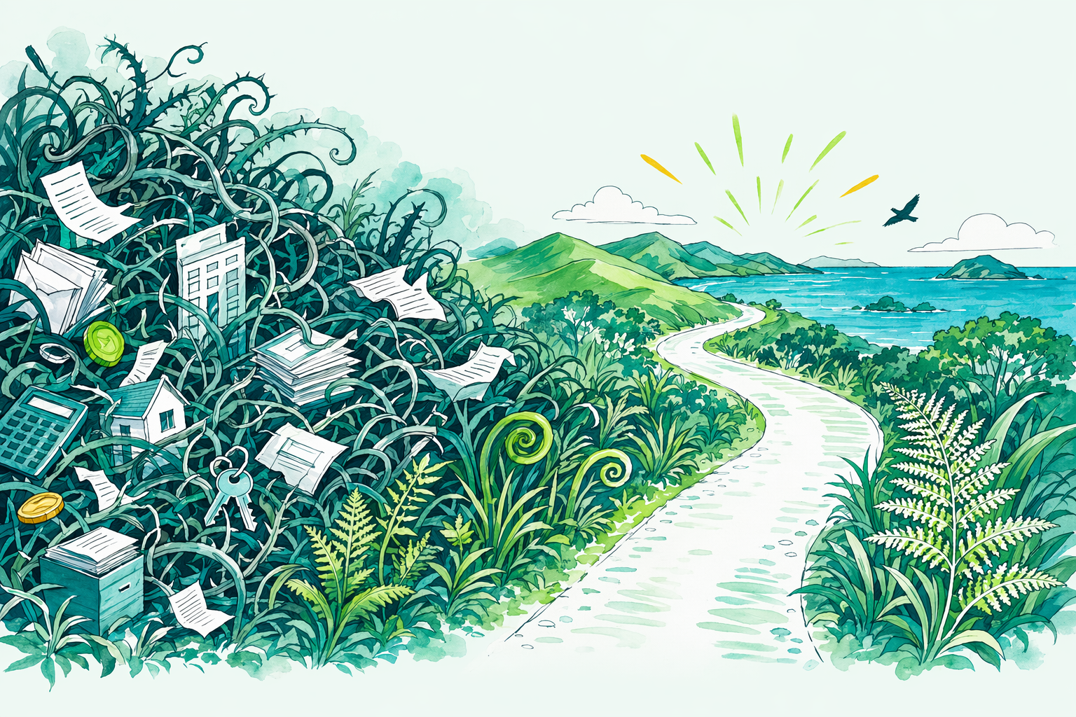 Hand-drawn illustration of Fernway's NZ tax services at a glance