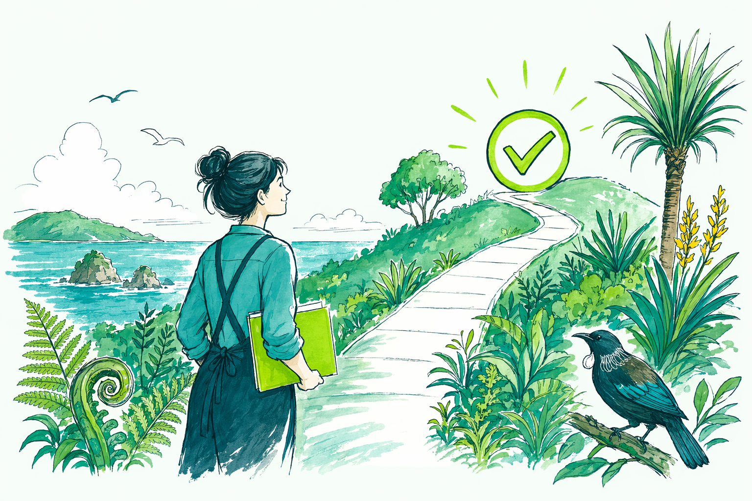 Hand-drawn illustration: Book a free review — Sole-trader & individual tax returns (IR3)