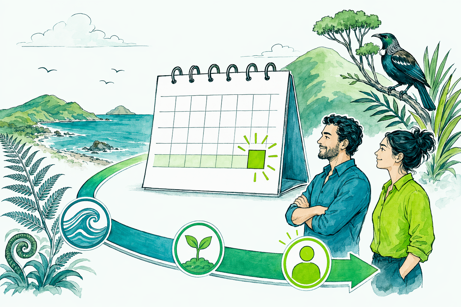 Hand-drawn illustration: The standard 7 July date — IR3 deadlines in New Zealand
