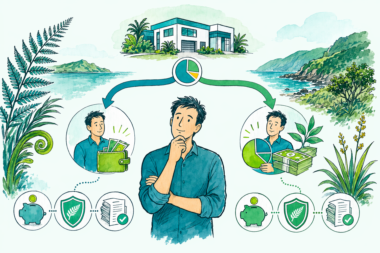 Hand-drawn illustration: The two options at a glance — Salary vs dividends (company owner)