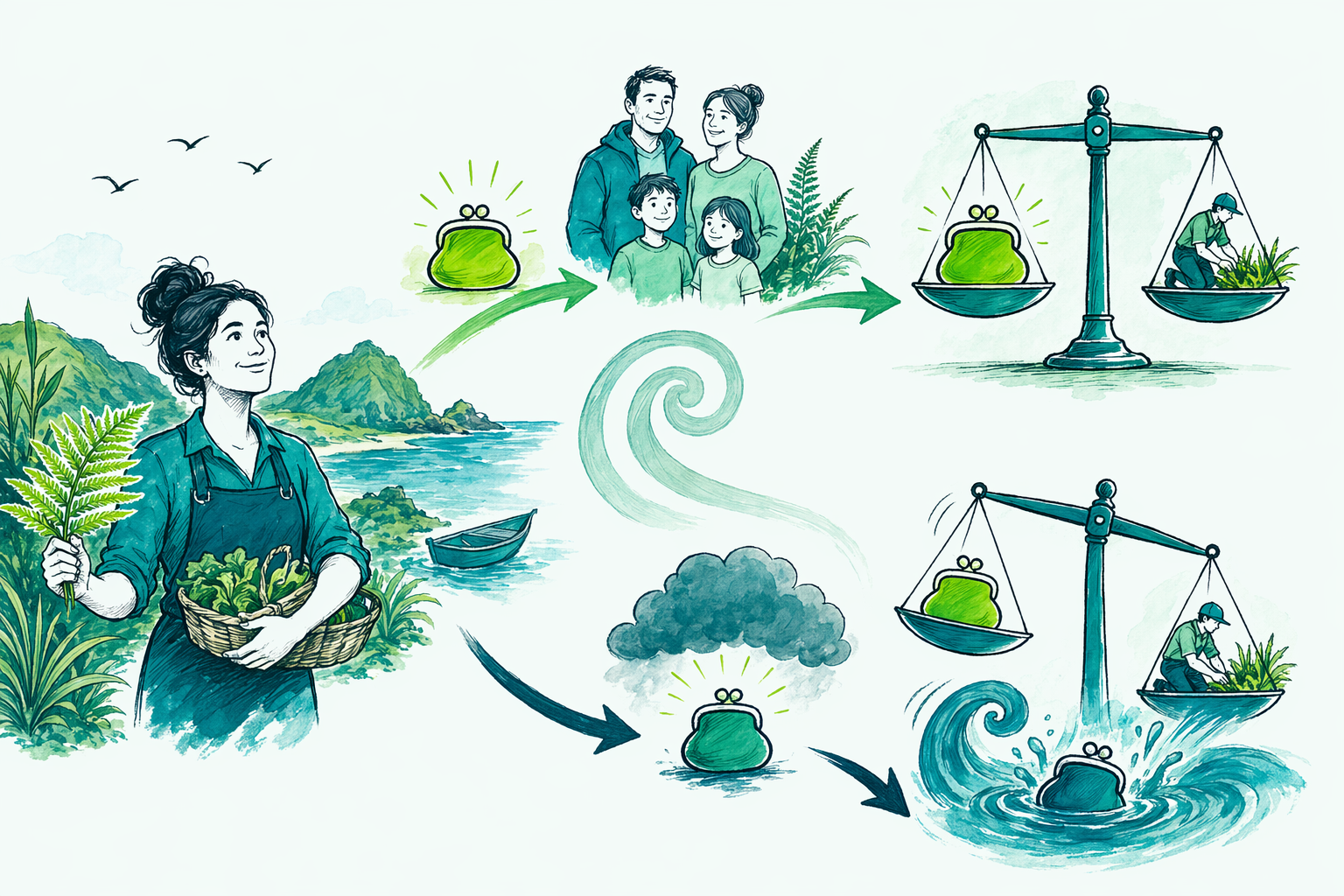 Hand-drawn illustration: Quick answer — Self-employed & Working for Families