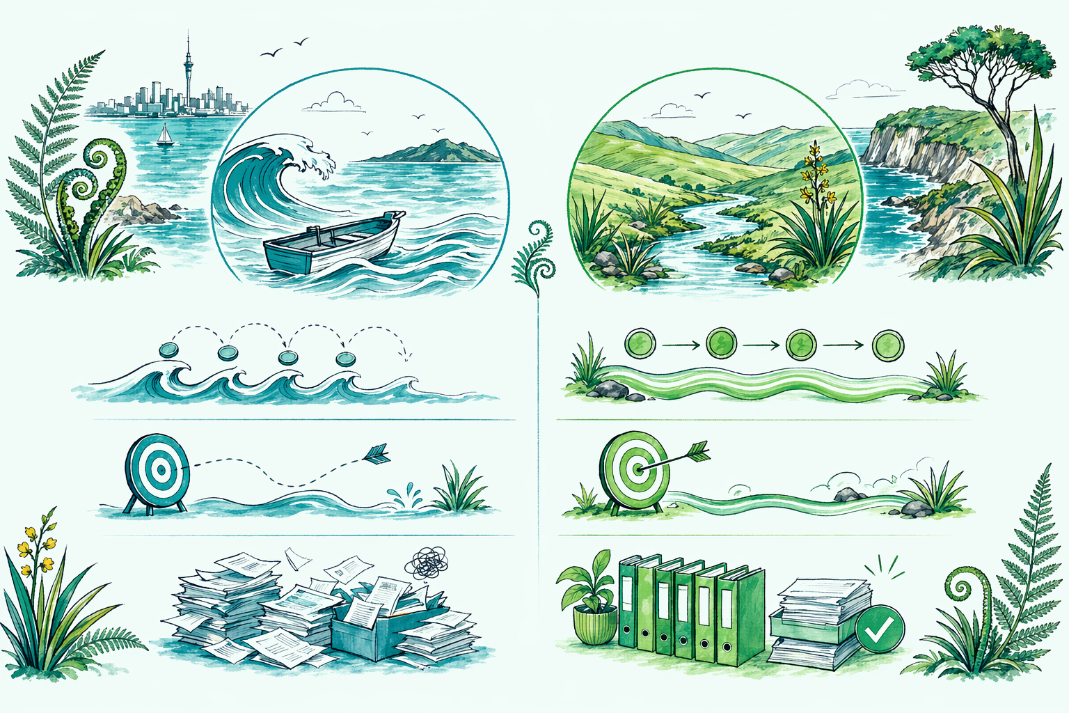 Hand-drawn illustration: The two options at a glance — Standard vs AIM provisional tax