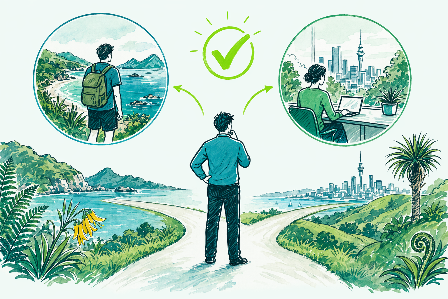 Hand-drawn illustration: Quick answer — NZ tax residency explained