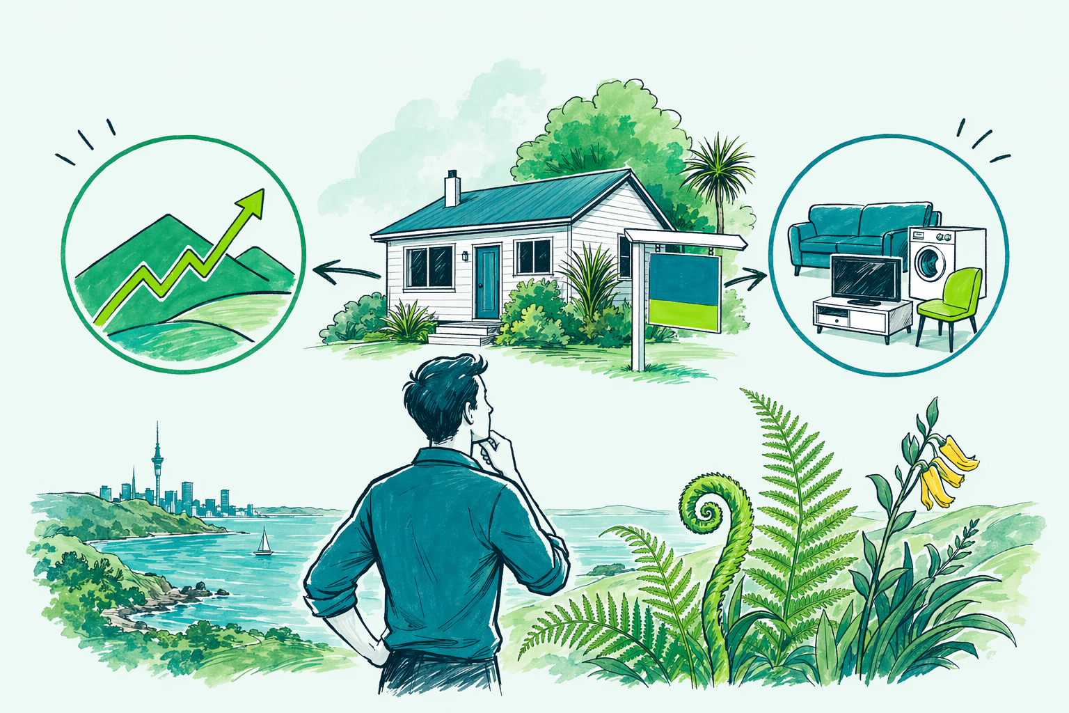 Hand-drawn illustration: Quick answer — Tax when selling a rental