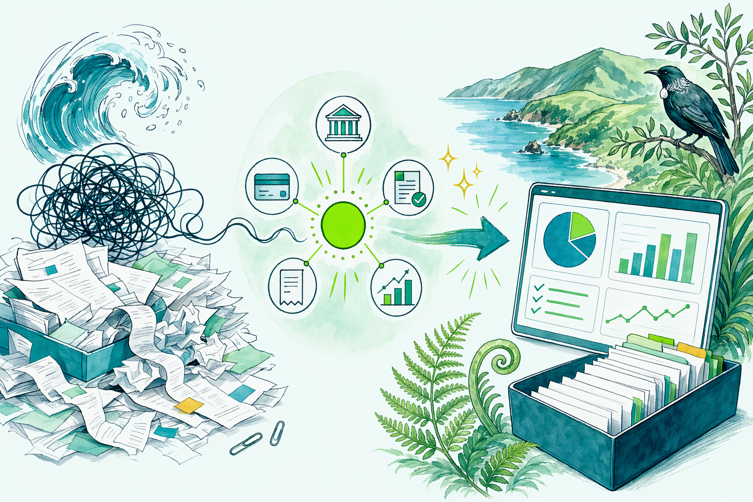 Hand-drawn illustration: Quick answer — Setting up Xero (basics)